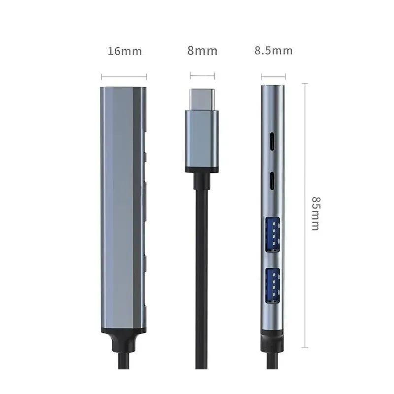 Hub Qoltec adapter USB-C 3.1 5w1 | USB-C PD | USB-C | 2x USB 2.0 | USB 3.0