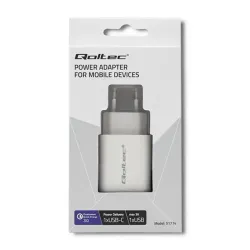 Ładowarka sieciowa Qoltec 18W | 5-12V | 1.5-3A | USB typ C PD | USB QC 3.0