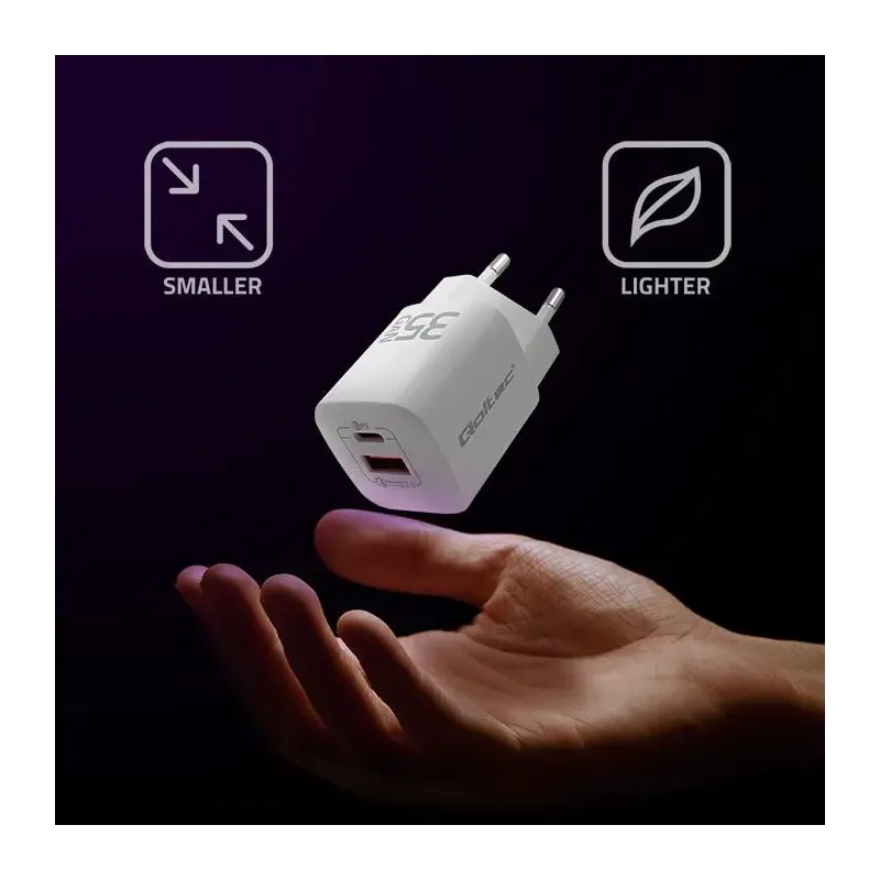 Ładowarka sieciowa Qoltec 35W GaN ULTRA | 5-20V | 2.25-3A | 1 x USB typ C