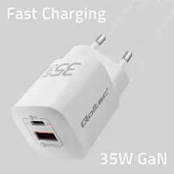 Ładowarka sieciowa Qoltec 35W GaN ULTRA | 5-20V | 2.25-3A | 1 x USB typ C