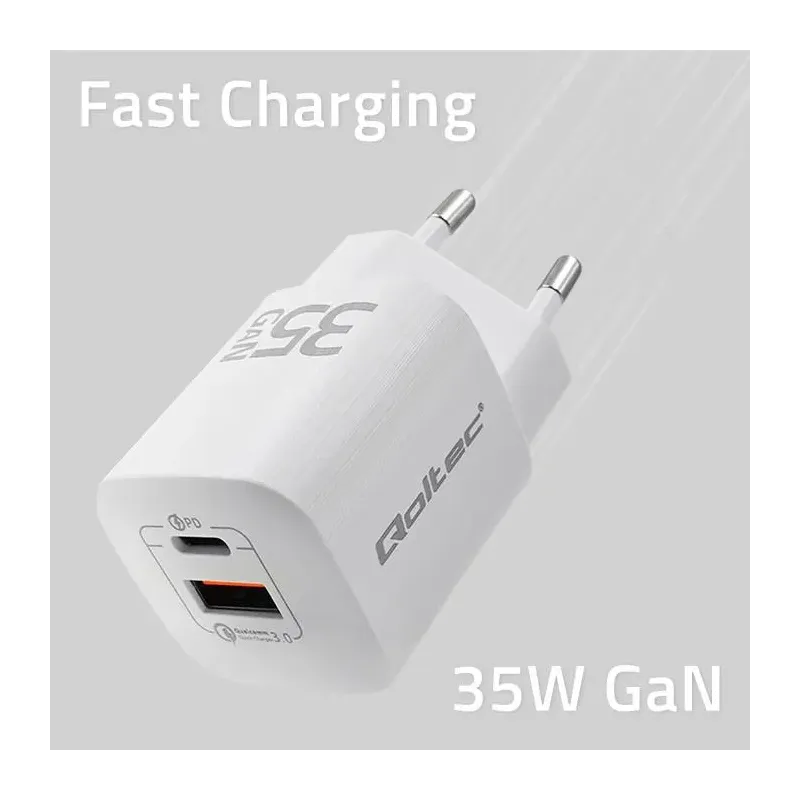 Ładowarka sieciowa Qoltec 35W GaN ULTRA | 5-20V | 2.25-3A | 1 x USB typ C