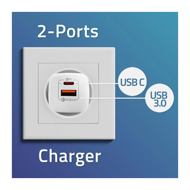 Ładowarka sieciowa Qoltec 35W GaN ULTRA | 5-20V | 2.25-3A | 1 x USB typ C