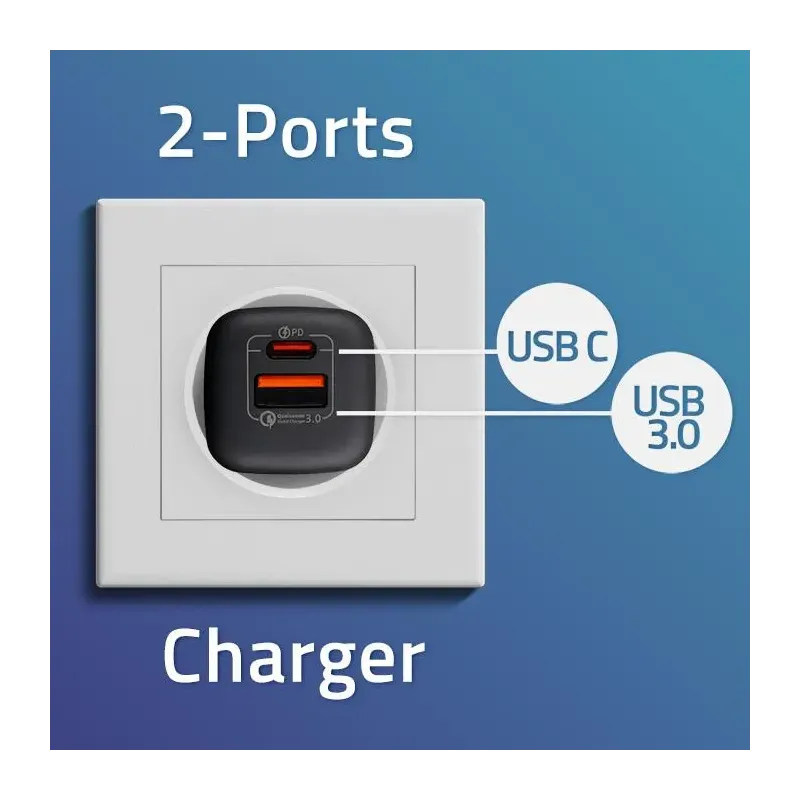 Ładowarka sieciowa Qoltec 35W GaN ULTRA | 5-20V | 2.25-3A | 1 x USB typ C