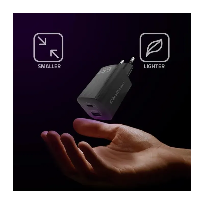 Ładowarka sieciowa Qoltec 65W GaN ULTRA | 5-20V | 2.25-3.25A | 1 x USB typ