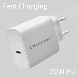 Ładowarka sieciowa Qoltec Super Quick PD | USB-C | 20W | 5-12V | 1.67-3A |