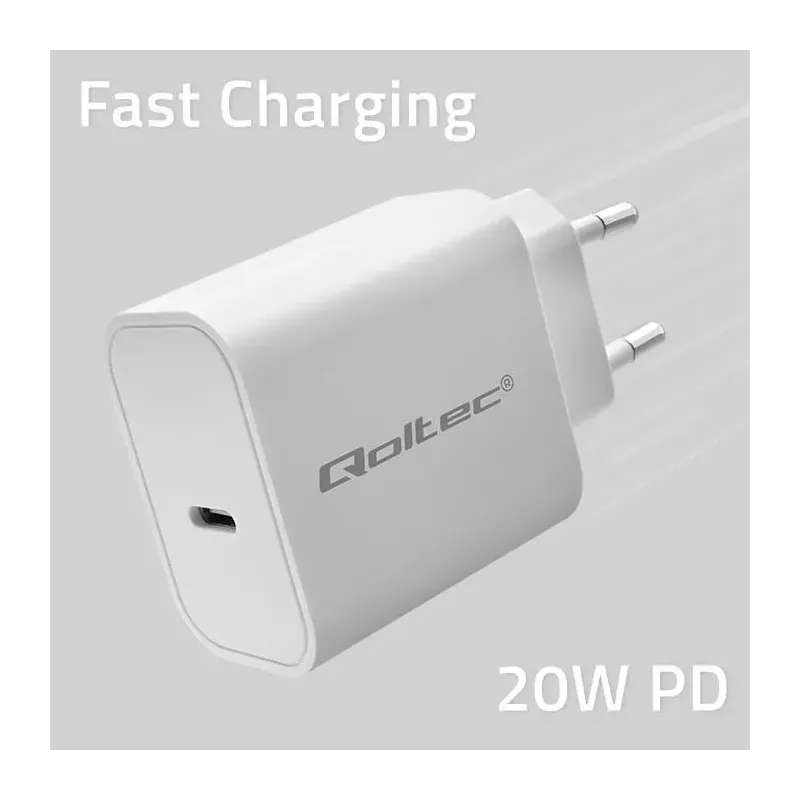 Ładowarka sieciowa Qoltec Super Quick PD | USB-C | 20W | 5-12V | 1.67-3A |