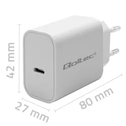 Ładowarka sieciowa Qoltec Super Quick PD | USB-C | 20W | 5-12V | 1.67-3A |