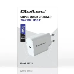 Ładowarka sieciowa Qoltec Super Quick PD | USB-C | 20W | 5-12V | 1.67-3A |