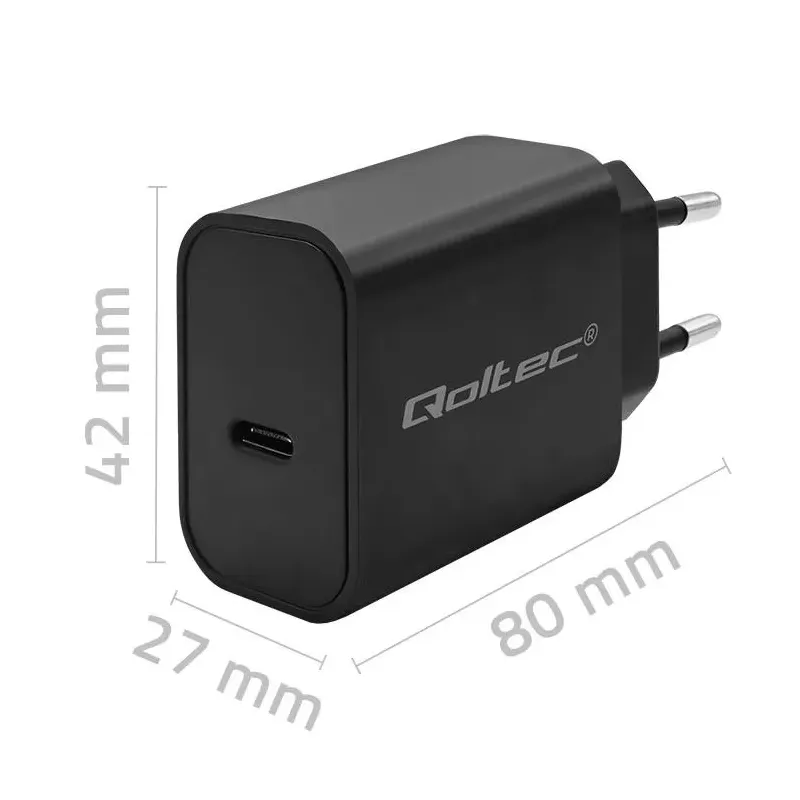 Ładowarka sieciowa Qoltec Super Quick PD | USB-C | 20W | 5-12V | 1.67-3A |