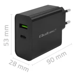 Ładowarka sieciowa Qoltec Super Quick PD | 1xUSB-C | 1xUSB | 45W | 5-20V |