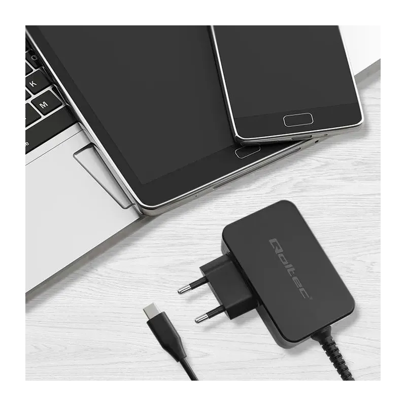 Ładowarka sieciowa Qoltec GaN POWER PRO | 1xUSB-C | 45W | 5-20V | 2.25-3A |