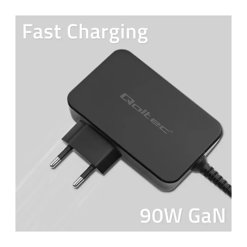 Ładowarka sieciowa Qoltec GaN POWER PRO | 1xUSB-C | 90W | 5-20V | 3-4.5A |