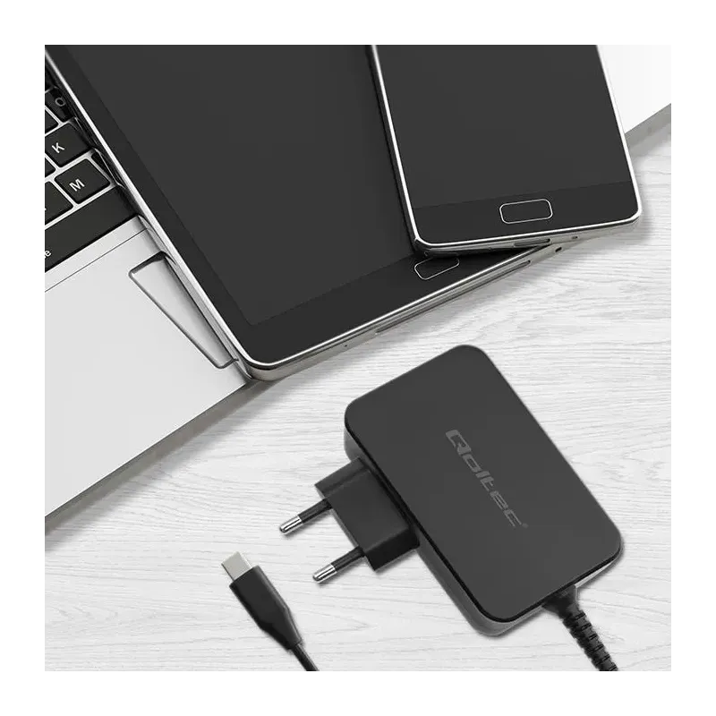 Ładowarka sieciowa Qoltec GaN POWER PRO | 1xUSB-C | 90W | 5-20V | 3-4.5A |