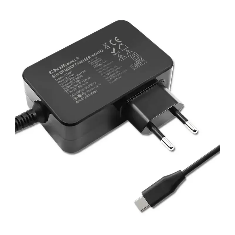 Ładowarka sieciowa Qoltec GaN POWER PRO | 1xUSB-C | 90W | 5-20V | 3-4.5A |