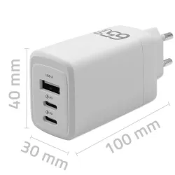 Ładowarka sieciowa Qoltec 65W GaN | 5-20V | 3-3.35A | 2xUSB-C PD | 1xUSB QC