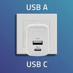 Ładowarka sieciowa Qoltec 45W GaN | 5-20V | 1.5-3A | 1xUSB-C PD | 1xUSB QC