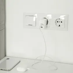 Ładowarka sieciowa Qoltec 45W GaN | 5-20V | 1.5-3A | 1xUSB-C PD | 1xUSB QC