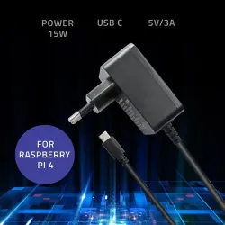 Ładowarka Qoltec Super FAST PD do Raspberry PI 4 | USB-C | 15W | 5V | 3A |