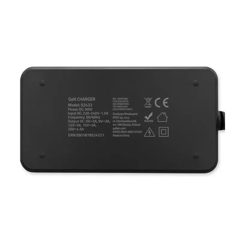 Ładowarka sieciowa Qoltec 90W GaN Super Fast SLIM | PD | 5-20V | 4.5A |