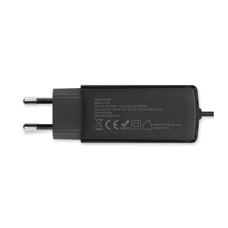 Ładowarka sieciowa Qoltec 65W GaN Super Fast | 5-20V | 3-3.25A | USB-C 3.1