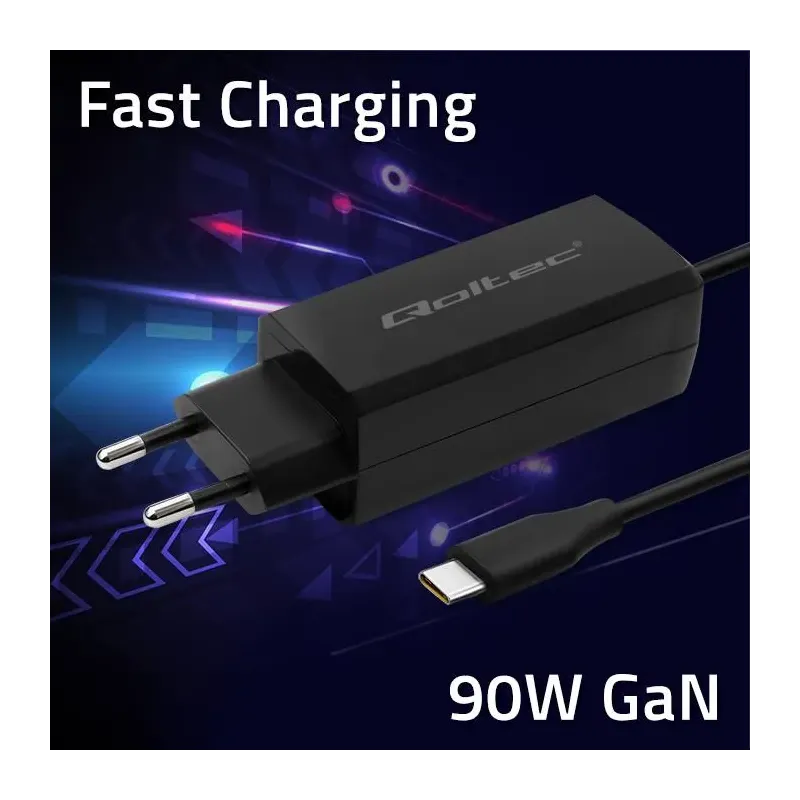 Ładowarka sieciowa Qoltec 90W GaN Super Fast | 5-20V | 3-4.5A | USB-C 3.1 |