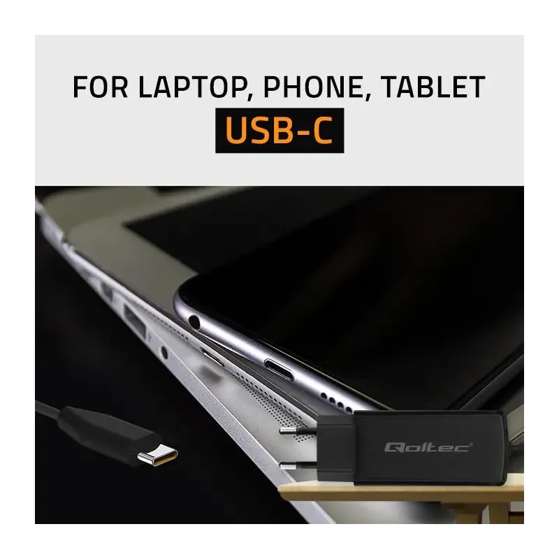Ładowarka sieciowa Qoltec 90W GaN Super Fast | 5-20V | 3-4.5A | USB-C 3.1 |