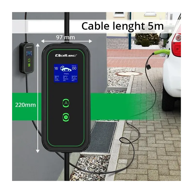 Ładowarka Qoltec do samochodu elektrycznego EV 2 w 1 typ2 | 3.5kW | 230V
