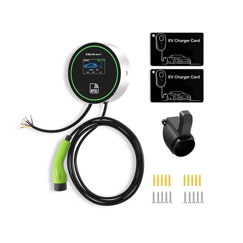 Stacja ładowania Qoltec EV 2w1 Typ2 | 22kW | Wi-Fi | LCD | 3 fazy | Wallbox