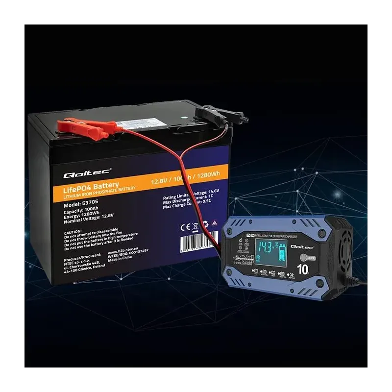 Ładowarka inteligentna Qoltec do akumulatora STD AGM GEL LiFePO4 |