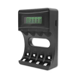 Ładowarka Qoltec do akumulatorków Ni-MH typu R03 AAA R6 AA | LCD | Kabel