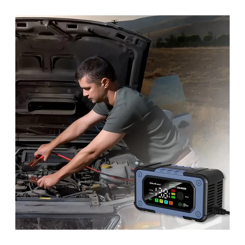 Prostownik Qoltec do akumulatora z funkcją naprawy | Inteligentna