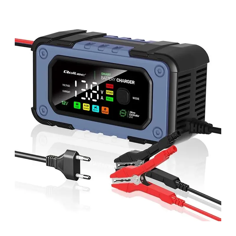 Prostownik Qoltec do akumulatora z funkcją naprawy | Inteligentna