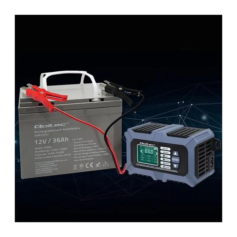 Ładowarka mikroprocesorowa Qoltec z testerem baterii i funkcją naprawy 12V