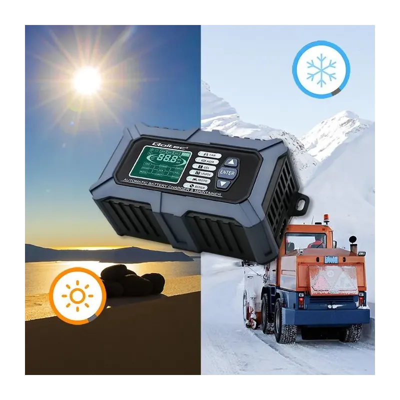 Ładowarka mikroprocesorowa Qoltec z testerem baterii i funkcją naprawy 12V