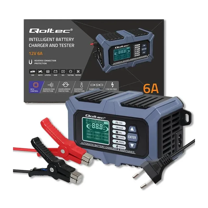 Ładowarka mikroprocesorowa Qoltec z testerem baterii i funkcją naprawy 12V