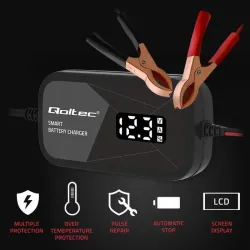 Ładowarka inteligentna Qoltec mikroprocesorowa 12V | 2A | Prostownik do