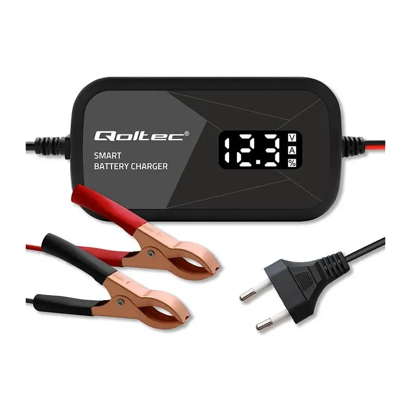 Ładowarka inteligentna Qoltec mikroprocesorowa 12V | 2A | Prostownik do