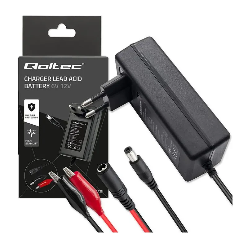 Ładowarka do akumulatora Qoltec AGM GEL STD 6V 12V | 1.5A | Prostownik z