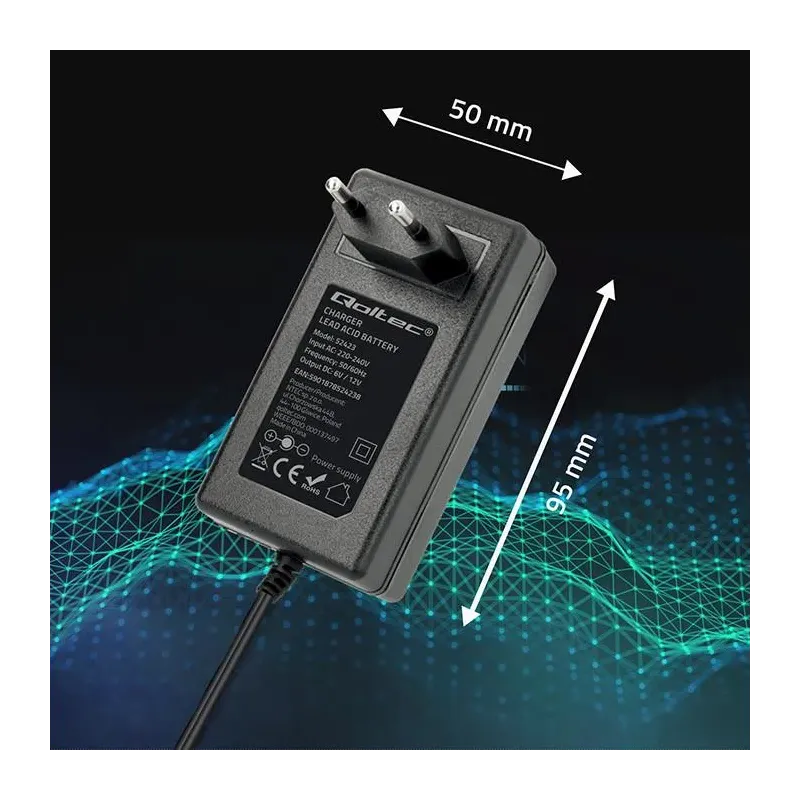 Ładowarka do akumulatora Qoltec AGM GEL STD 6V 12V | 1.5A | Prostownik z