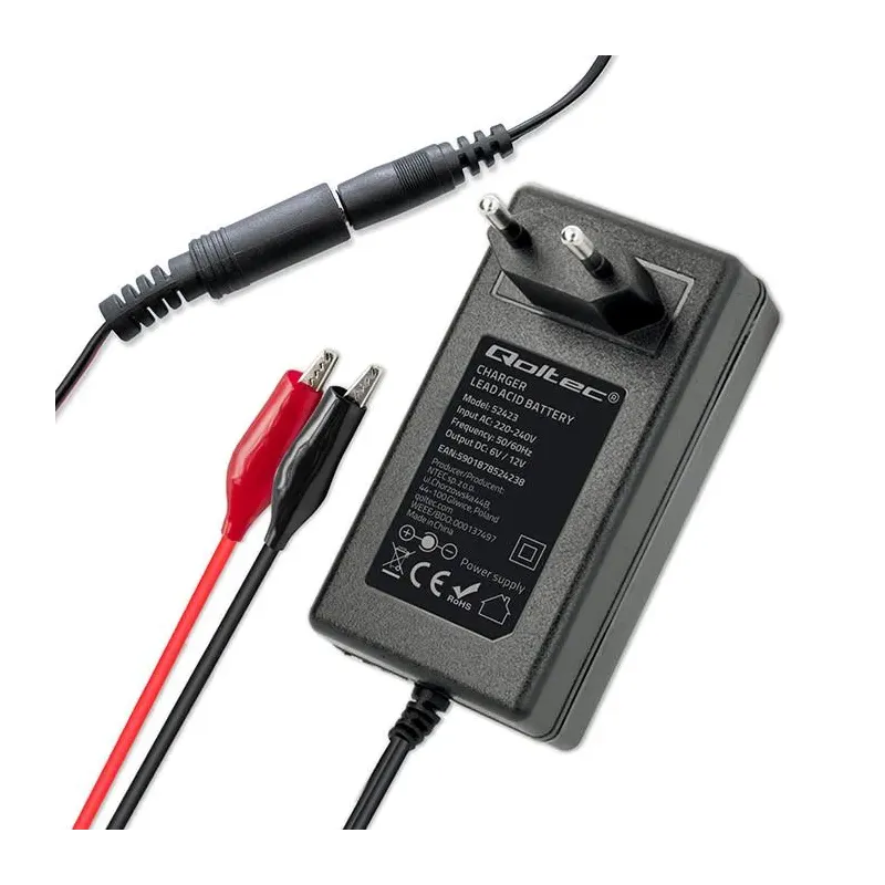 Ładowarka do akumulatora Qoltec AGM GEL STD 6V 12V | 1.5A | Prostownik z
