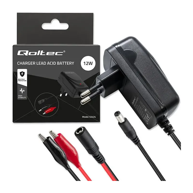 Ładowarka do akumulatora Qoltec AGM GEL STD 12V | 1A | Prostownik z