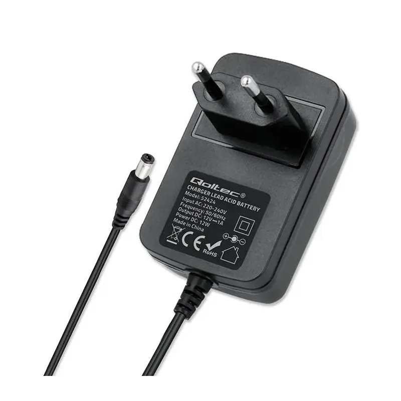 Ładowarka do akumulatora Qoltec AGM GEL STD 12V | 1A | Prostownik z