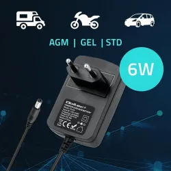 Ładowarka do akumulatora Qoltec AGM GEL STD 6V | 1A | Prostownik z