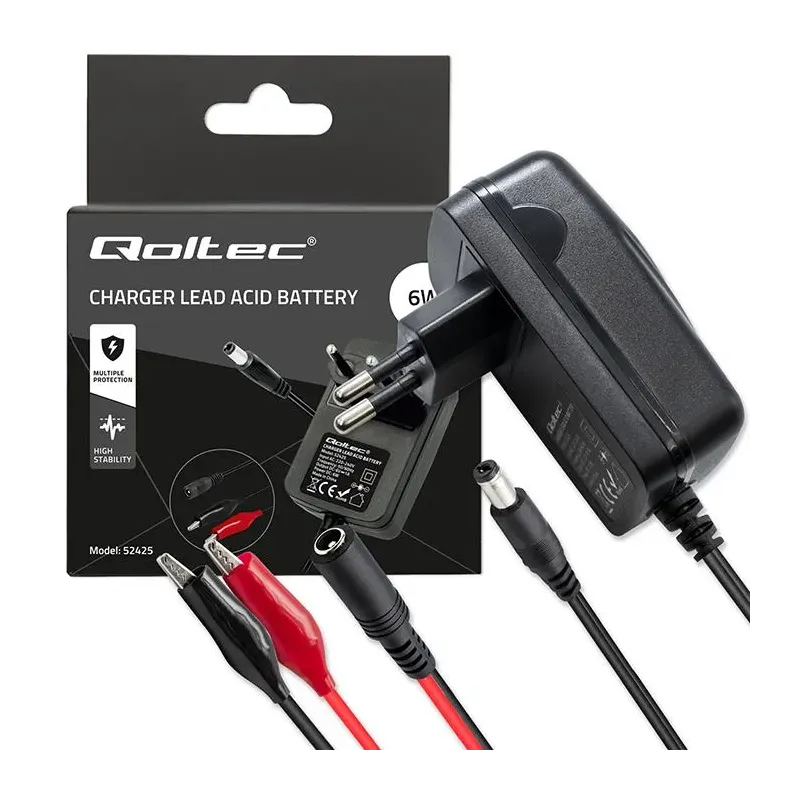 Ładowarka do akumulatora Qoltec AGM GEL STD 6V | 1A | Prostownik z