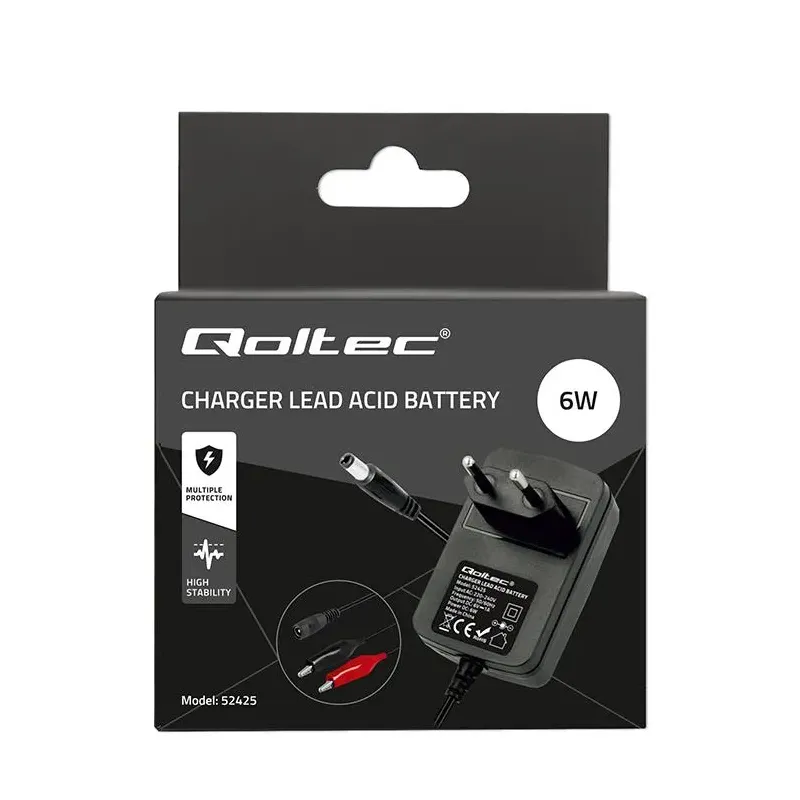 Ładowarka do akumulatora Qoltec AGM GEL STD 6V | 1A | Prostownik z