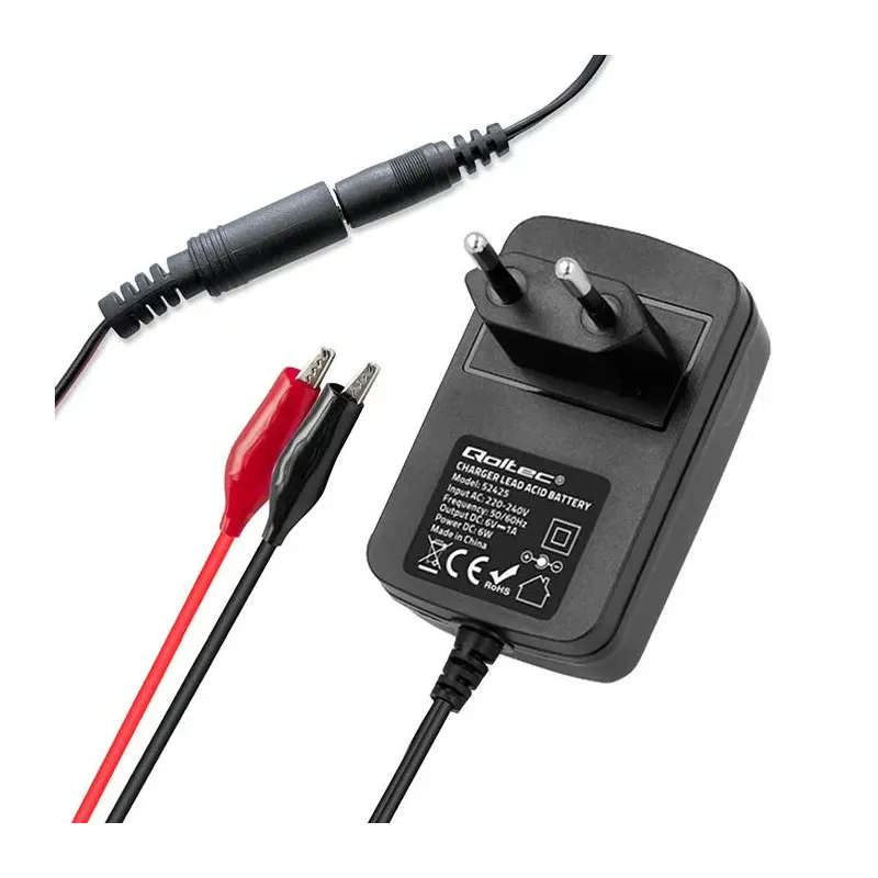 Ładowarka do akumulatora Qoltec AGM GEL STD 6V | 1A | Prostownik z