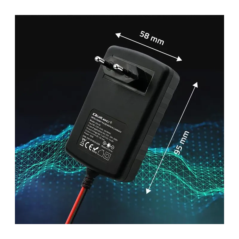 Ładowarka do akumulatora Qoltec AGM GEL STD 6V/12V | 2A | Prostownik z