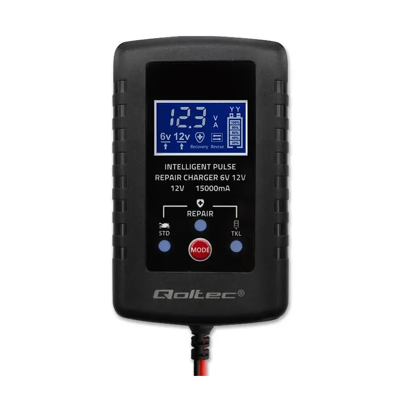 Ładowarka do akumulatora Qoltec AGM GEL STD 6V/12V | 2A | Prostownik z