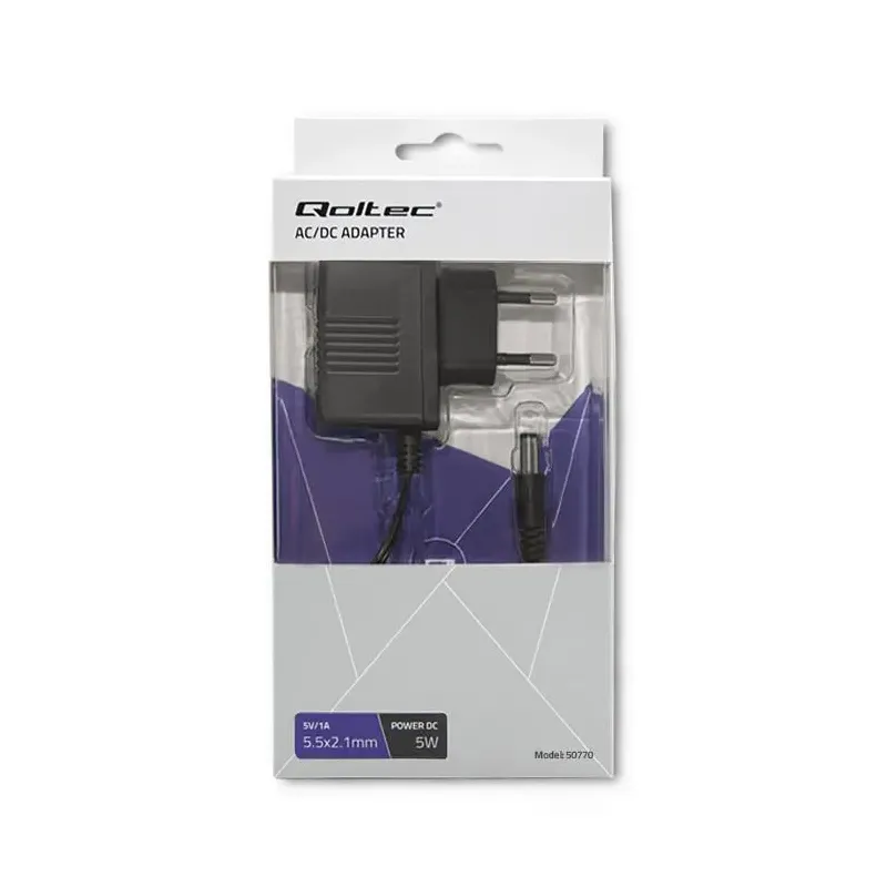 Zasilacz sieciowy Qoltec wtyczkowy 5W | 5V | 1A | 5.5*2.1