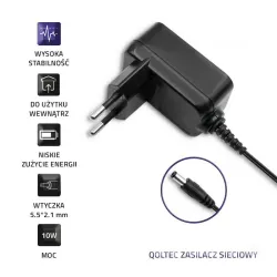 Zasilacz sieciowy Qoltec wtyczkowy 10W | 5V | 2A | 5.5*2.1